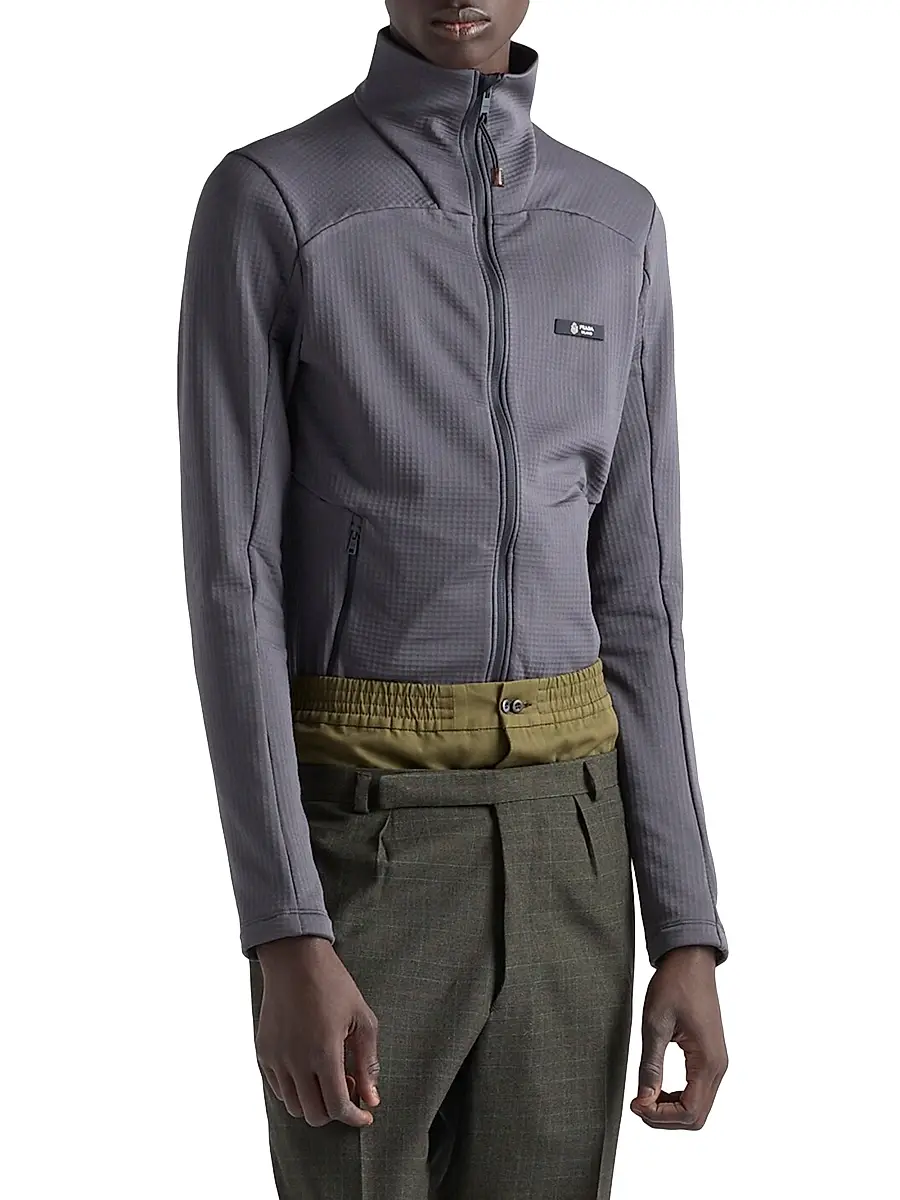 Prada Men's Technical Fabric Blouson Jacket - Grey | Thumbnail 2 Prada Men's Technical Fabric Blouson Jacket - Grey | Thumbnail 2