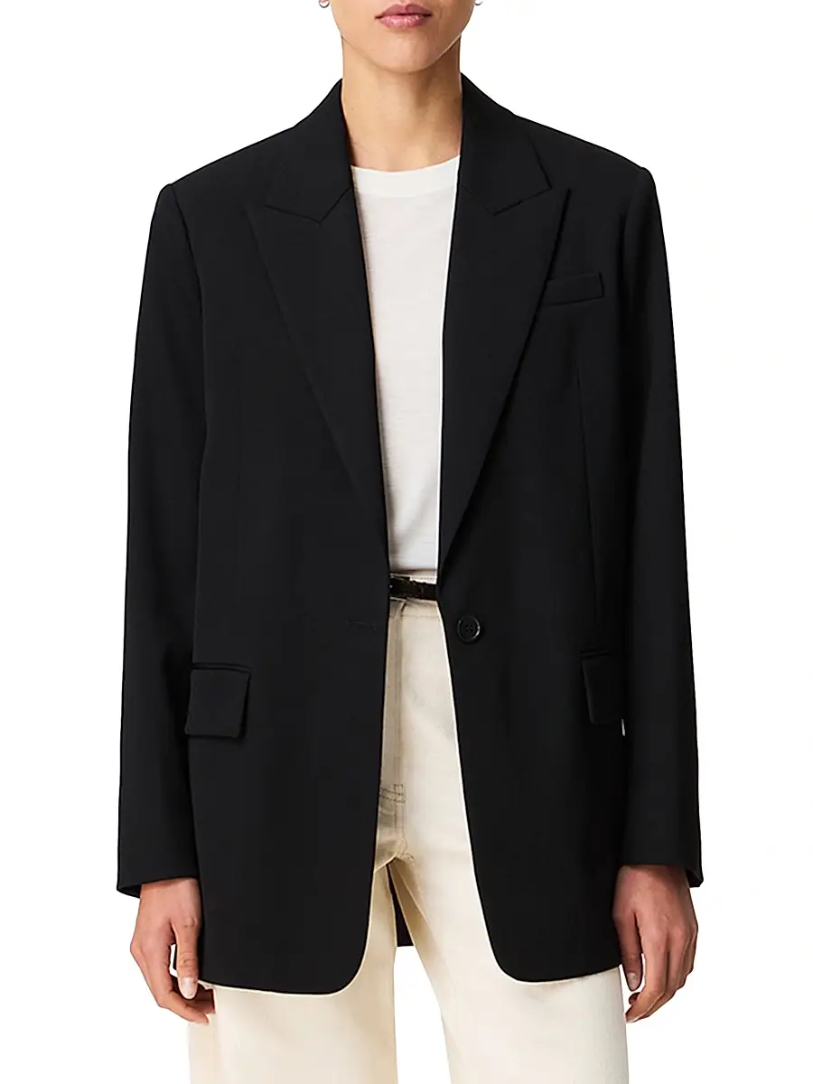 Another Tomorrow Women's Wool Oversized Tailored Jacket | Thumbnail 2