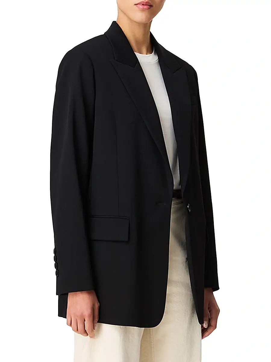 Another Tomorrow Women's Wool Oversized Tailored Jacket | Thumbnail 3