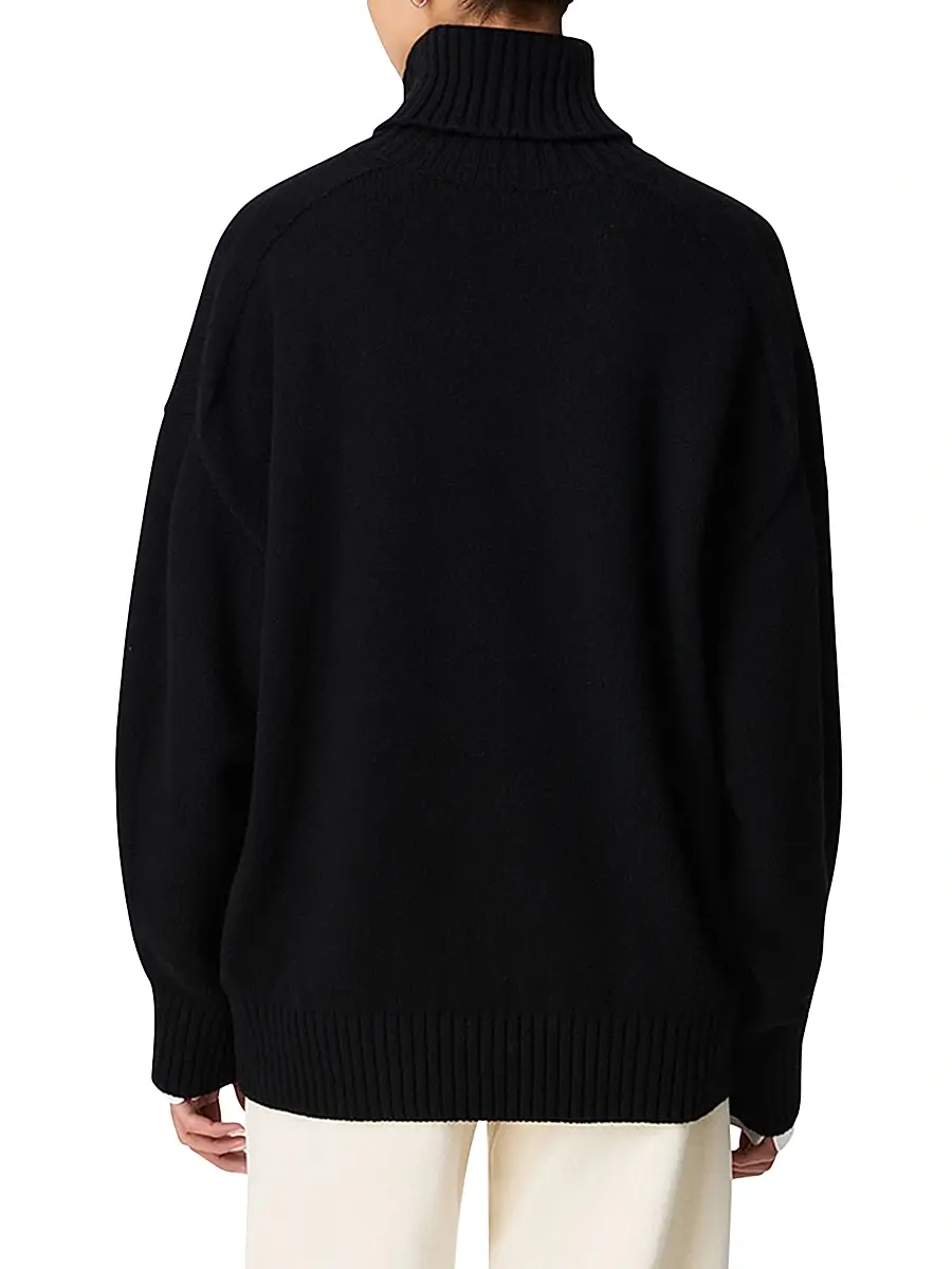 Another Tomorrow Women's Oversized Luxe Turtleneck - Black | Thumbnail 3 Another Tomorrow Women's Oversized Luxe Turtleneck - Black | Thumbnail 3
