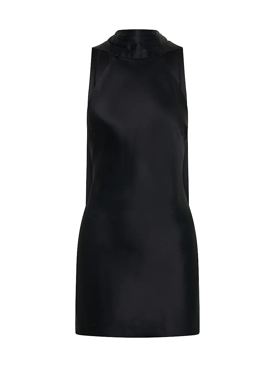 NICHOLAS Women's Lita Satin Scarf Open-Back Minidress - Black | Image 1 NICHOLAS Women's Lita Satin Scarf Open-Back Minidress - Black | Image 1