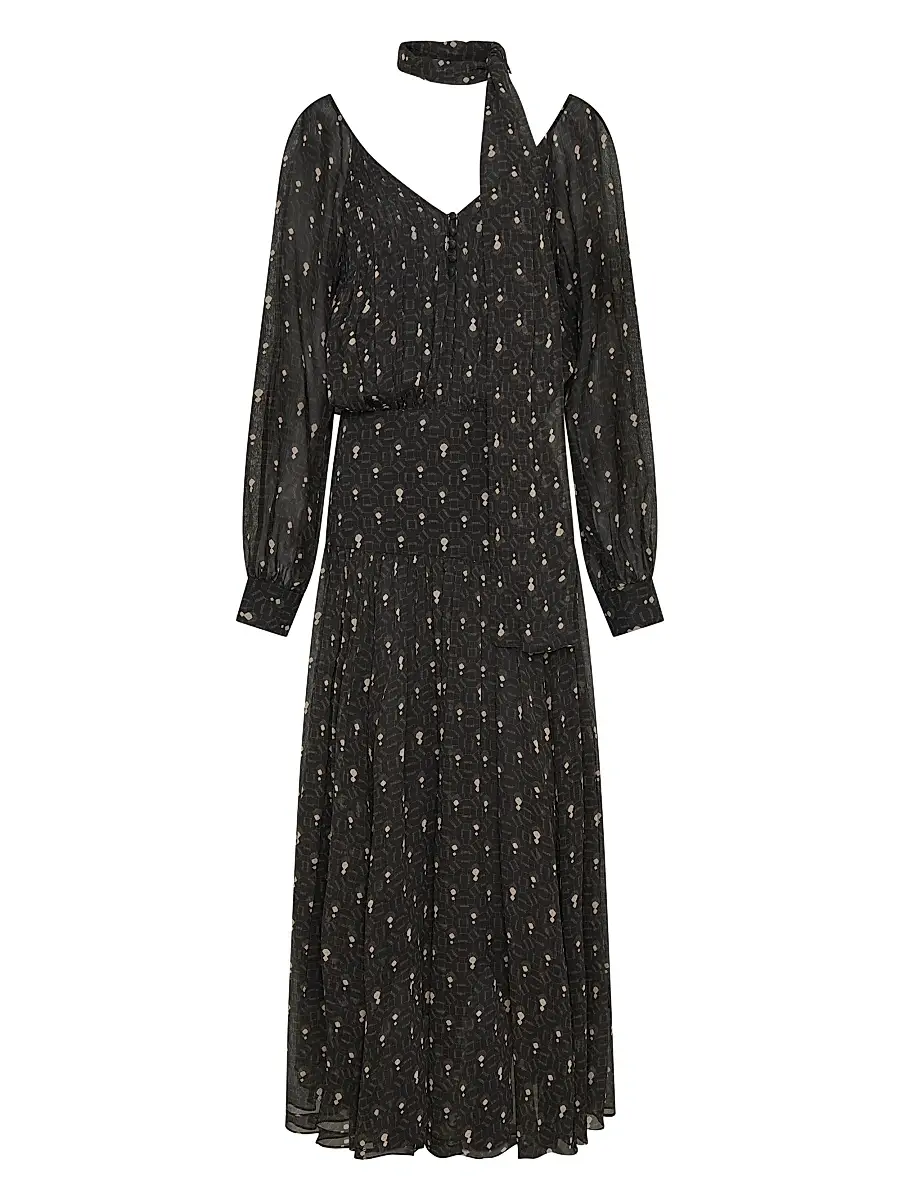 NICHOLAS Women's Draya Scarf V-Neck Maxi Dress - Opal Geo Black | Image 1 NICHOLAS Women's Draya Scarf V-Neck Maxi Dress - Opal Geo Black | Image 1