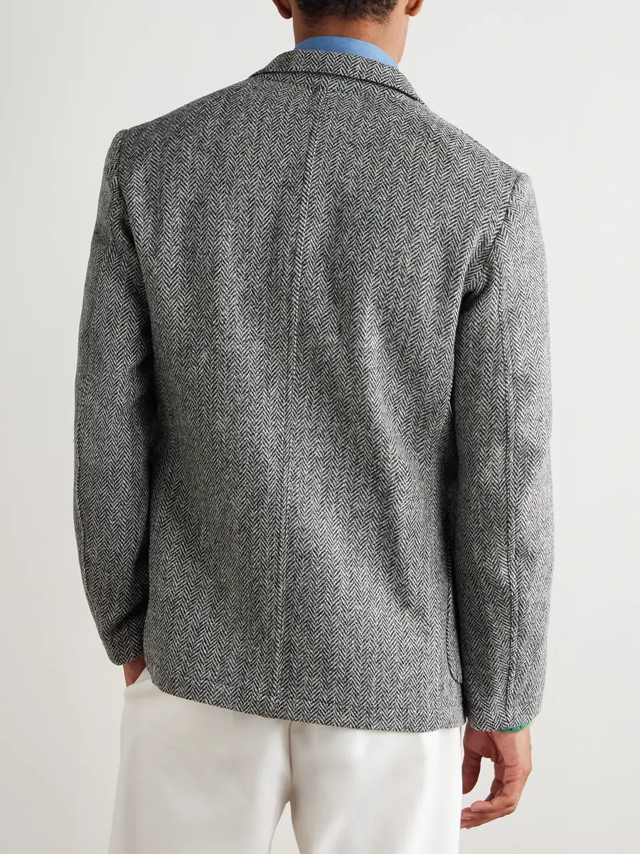 Drake's Games Mk. VII Unstructured Herringbone Harris Wool-Tweed Blazer - Men | Thumbnail 3 Drake's Games Mk. VII Unstructured Herringbone Harris Wool-Tweed Blazer - Men | Thumbnail 3