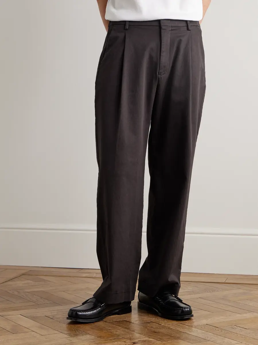 NN07 Kay 1420 Straight-Leg Pleated Organic Cotton-Blend Twill Trousers - Men | Thumbnail 3