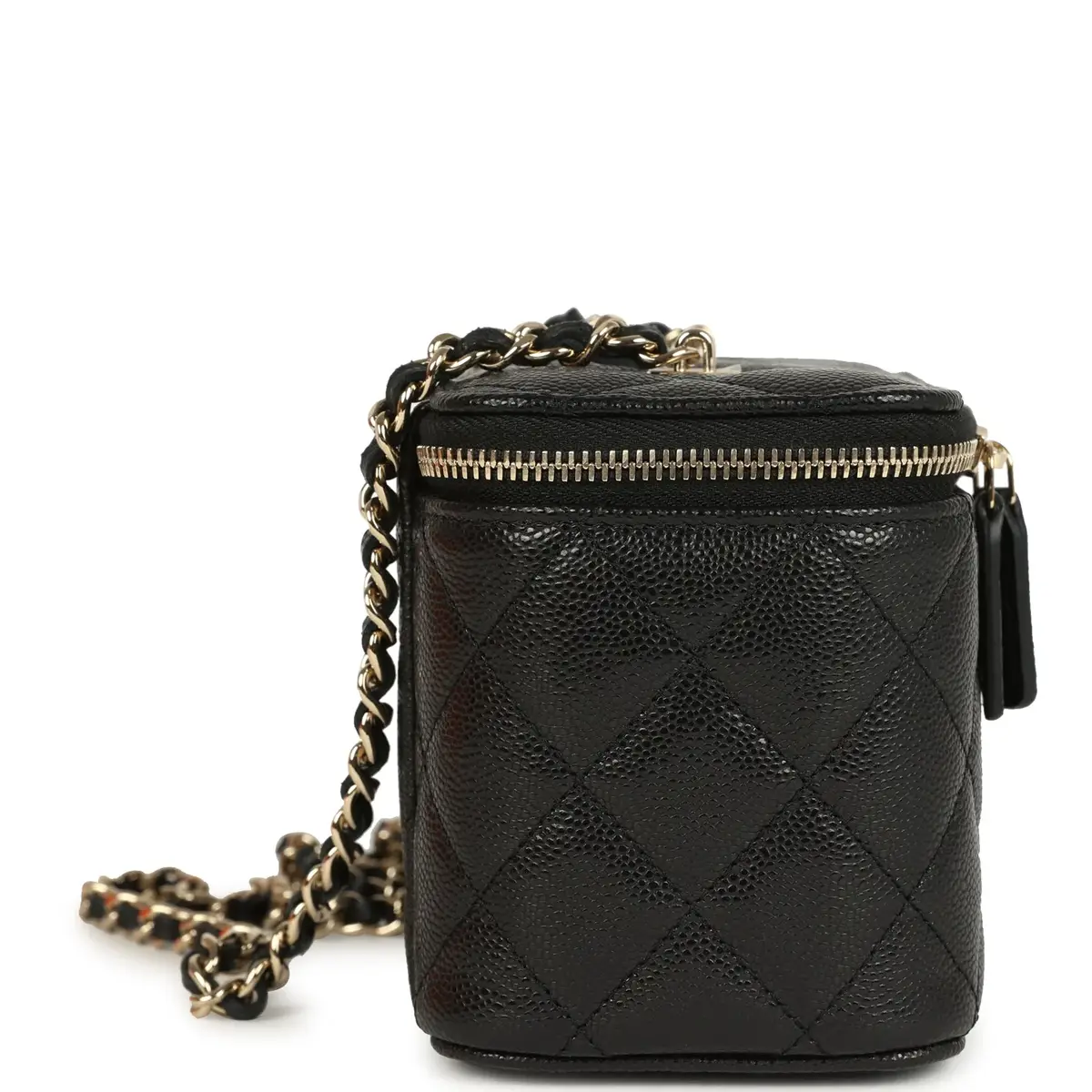 Chanel Chanel Small Classic Vanity Case Black Shiny Caviar Light Gold Hardware | Thumbnail 3