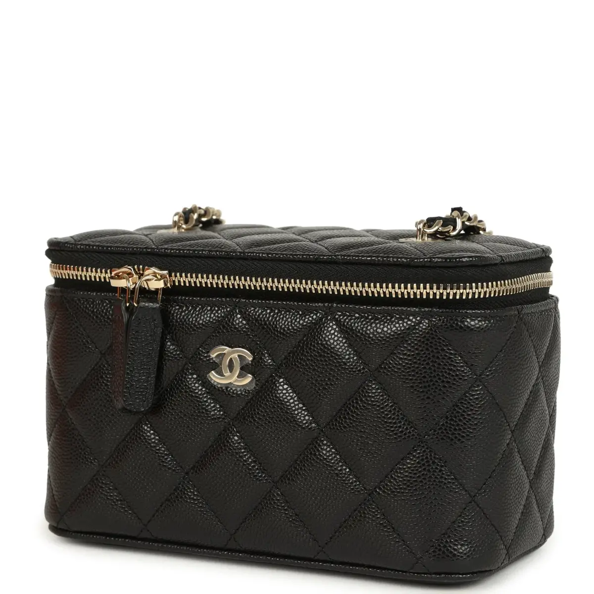 Chanel Chanel Small Classic Vanity Case Black Shiny Caviar Light Gold Hardware | Thumbnail 5