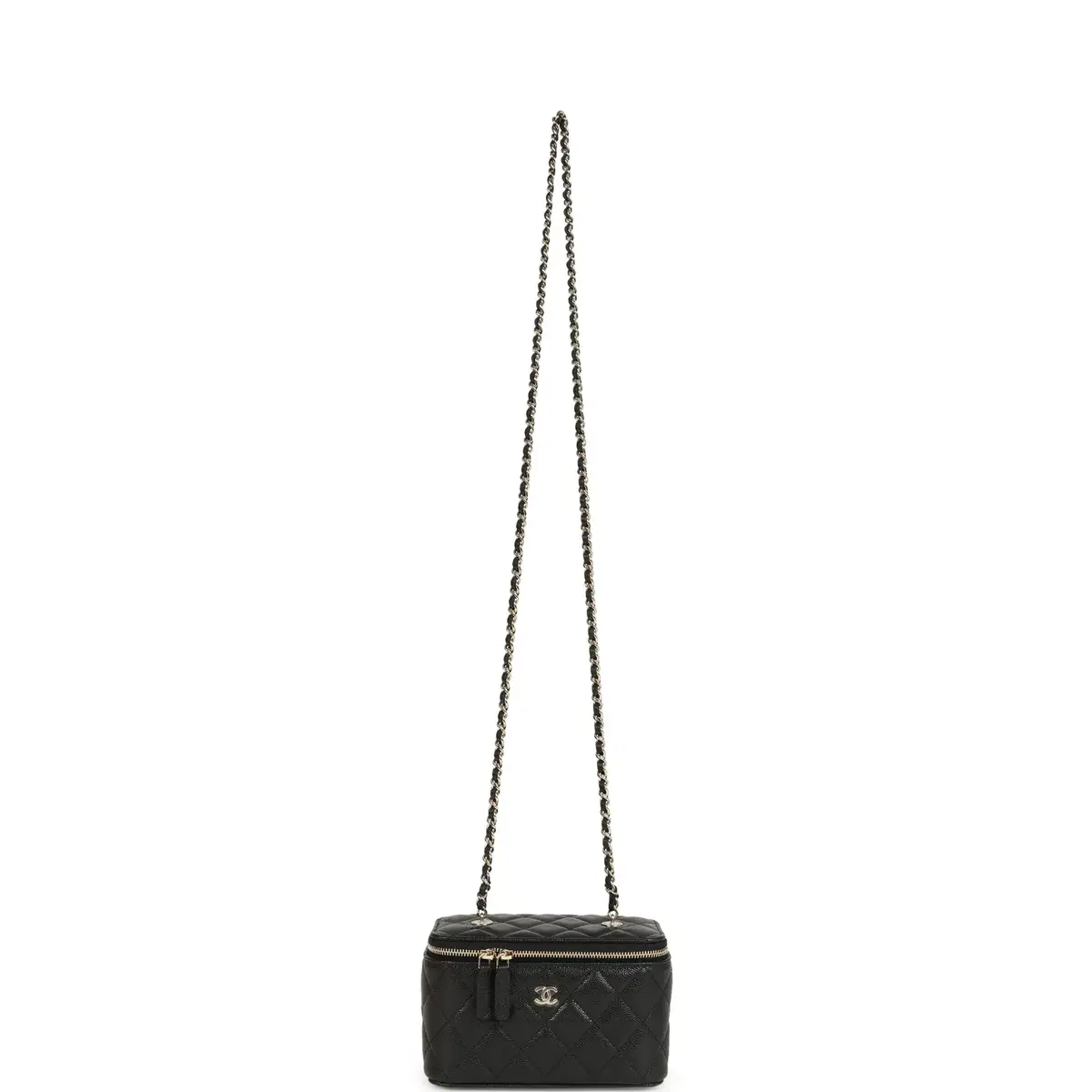 Chanel Chanel Small Classic Vanity Case Black Shiny Caviar Light Gold Hardware | Thumbnail 7