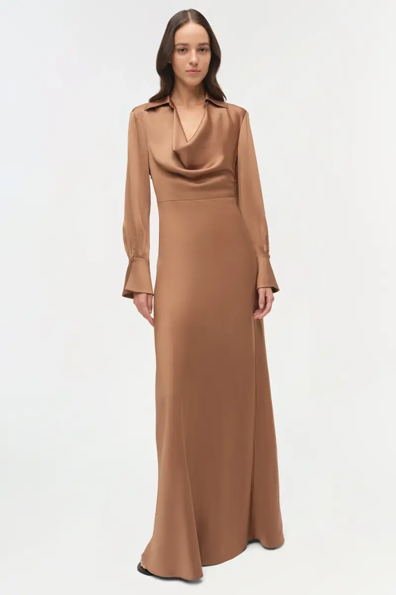 Simkhai Adelle Draped Satin Gown | Thumbnail 2 Simkhai Adelle Draped Satin Gown | Thumbnail 2