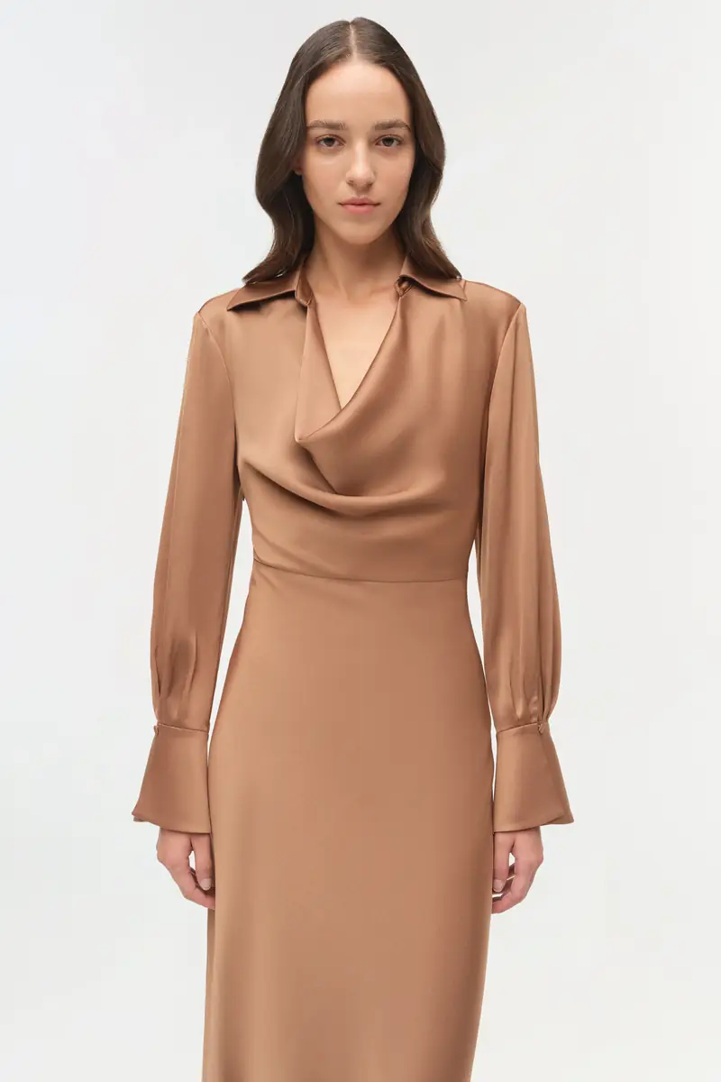 Simkhai Adelle Draped Satin Gown | Thumbnail 3 Simkhai Adelle Draped Satin Gown | Thumbnail 3