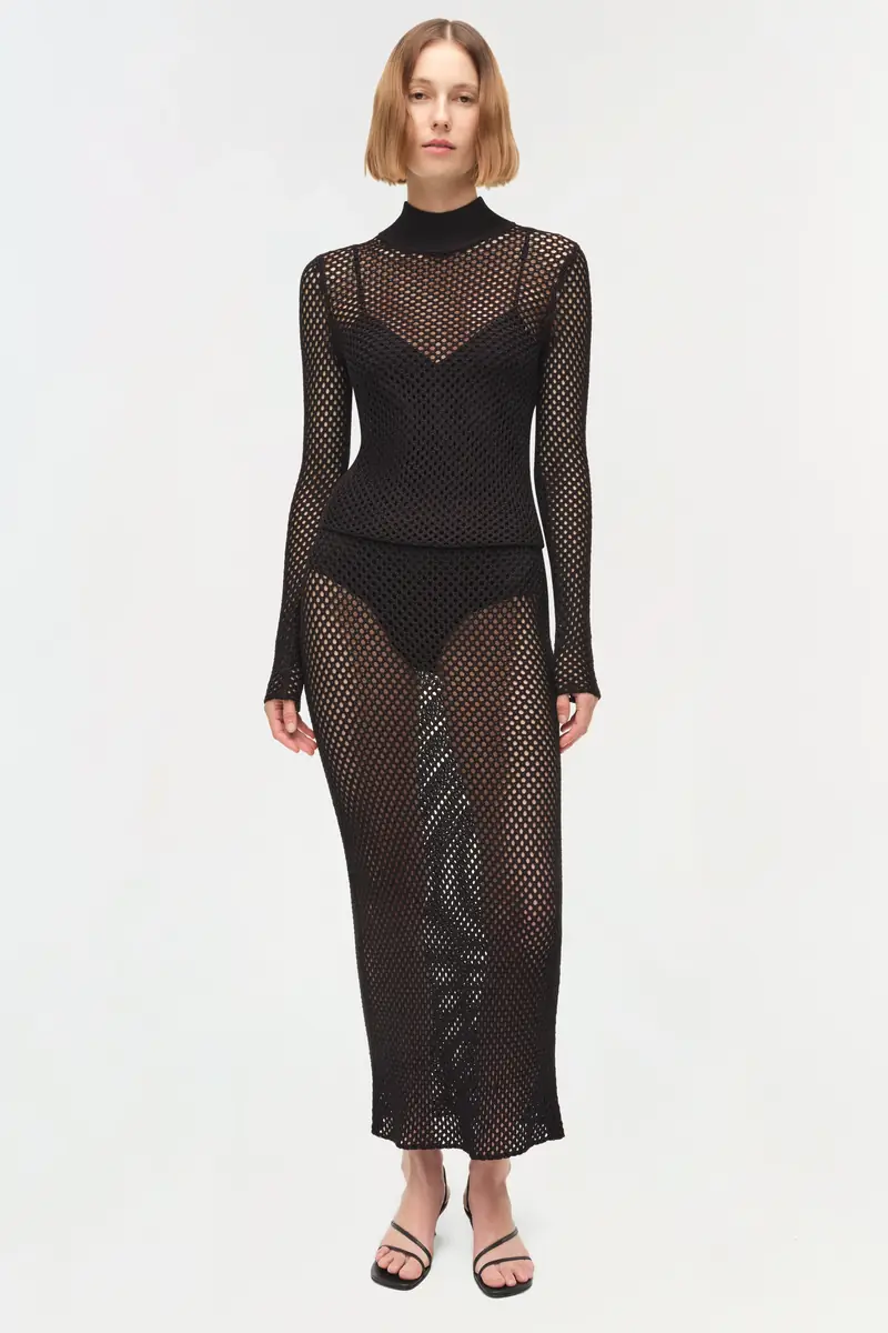 Simkhai Demitri Mesh Knit Midi Skirt | Thumbnail 2 Simkhai Demitri Mesh Knit Midi Skirt | Thumbnail 2