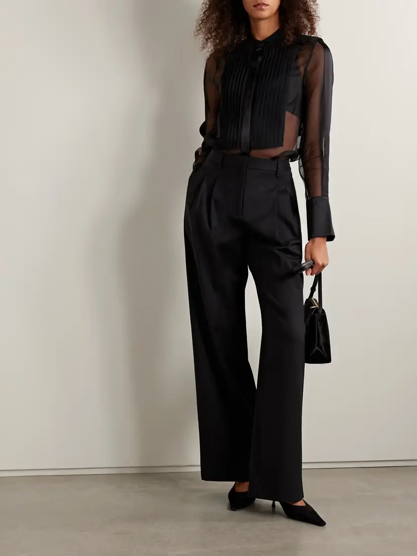 TWP Peyton Pintucked Silk-organza And Satin Blouse | Thumbnail 2