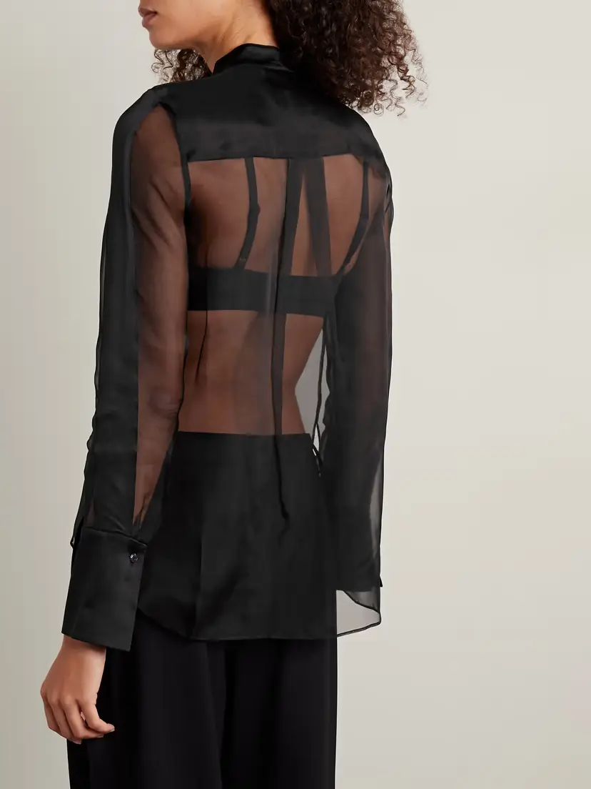 TWP Peyton Pintucked Silk-organza And Satin Blouse | Thumbnail 4