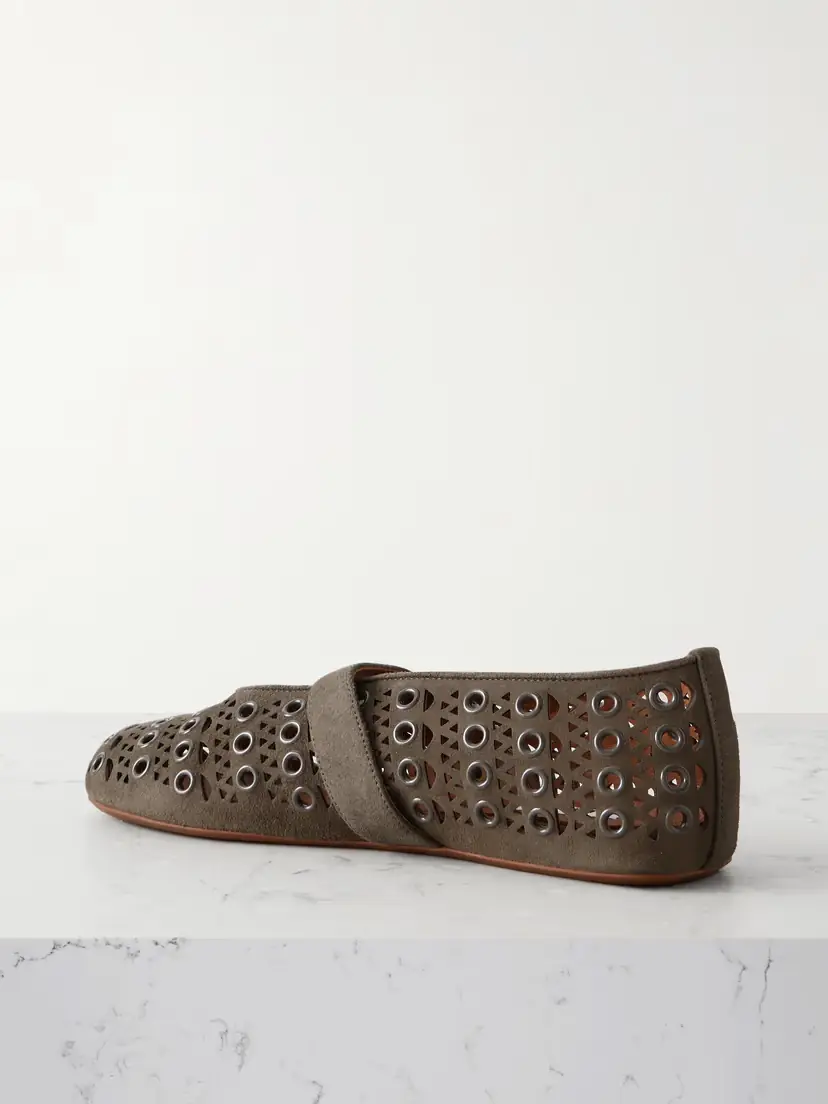 Alaïa Eyelet-embellished Perforated Suede Ballet Flats | Thumbnail 3 Alaïa Eyelet-embellished Perforated Suede Ballet Flats | Thumbnail 3
