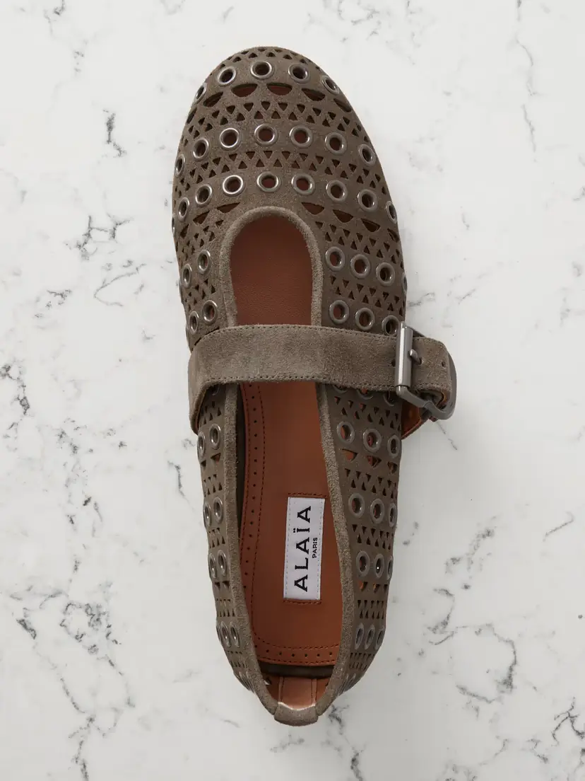 Alaïa Eyelet-embellished Perforated Suede Ballet Flats | Thumbnail 5 Alaïa Eyelet-embellished Perforated Suede Ballet Flats | Thumbnail 5