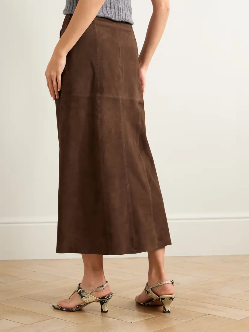 Rixo Edwina Embellished Paneled Suede Midi Skirt | Thumbnail 3 Rixo Edwina Embellished Paneled Suede Midi Skirt | Thumbnail 3