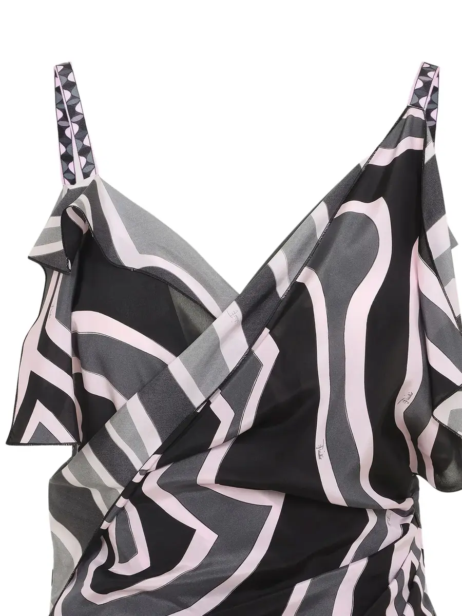 PUCCI Labirinto-Print Ruffled Silk Midi Dress | Thumbnail 3 PUCCI Labirinto-Print Ruffled Silk Midi Dress | Thumbnail 3