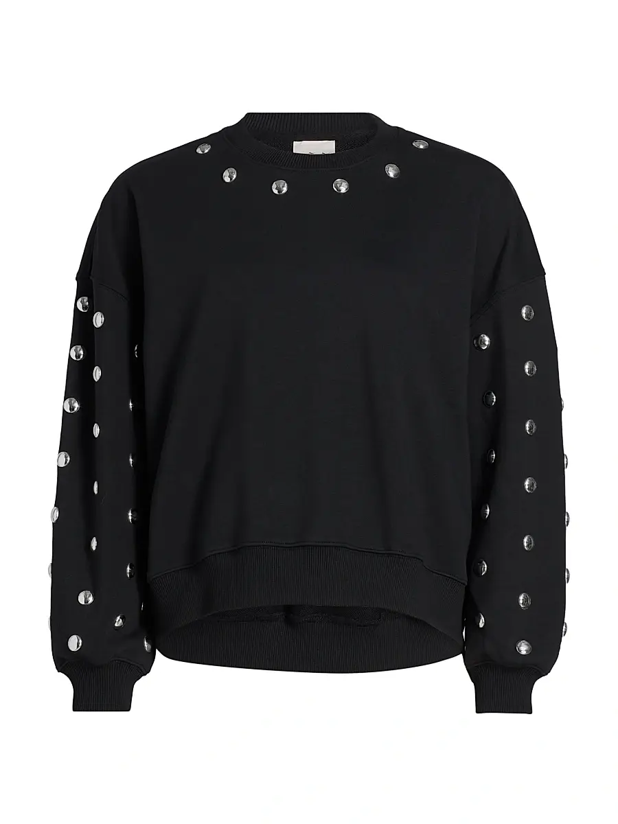 Cinq à Sept Women's Brandy Studded Sweatshirt - Black | Image 1 Cinq à Sept Women's Brandy Studded Sweatshirt - Black | Image 1