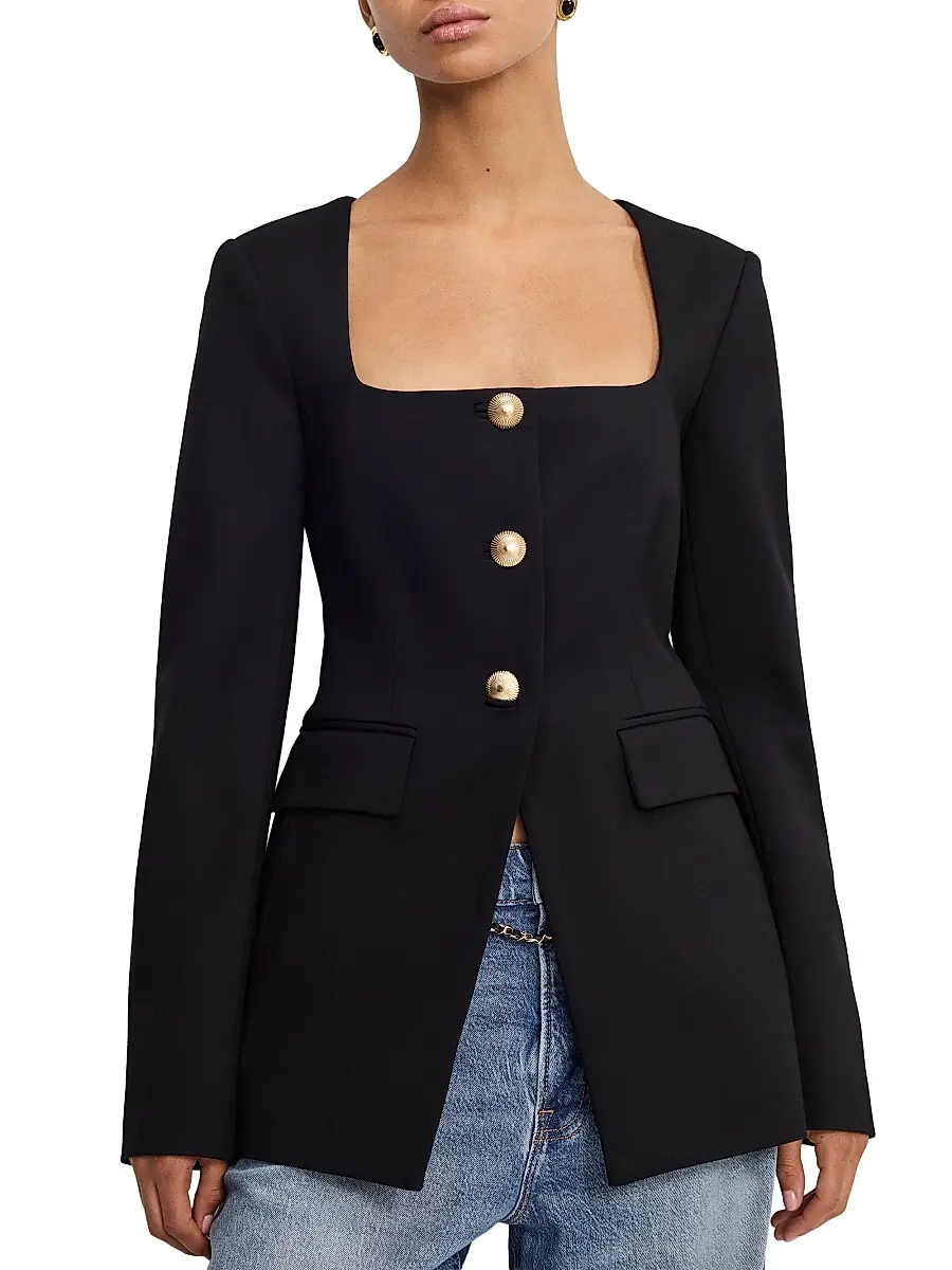 GOOD AMERICAN Women's Soft Stretch Ponte Sculpted Blazer