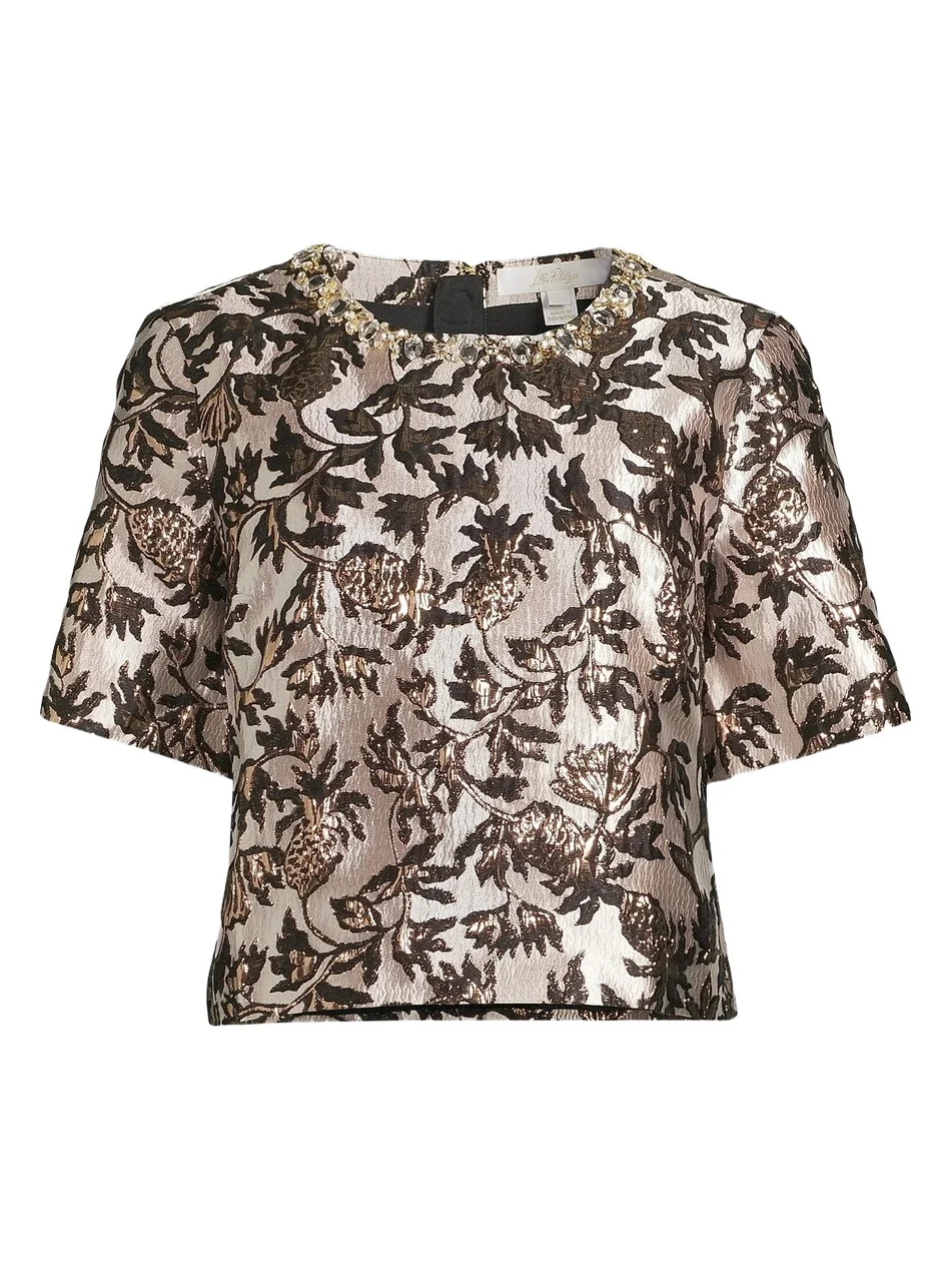 Women's Folie Beaded Tweed Cropped Top Women's Folie Beaded Tweed Cropped Top