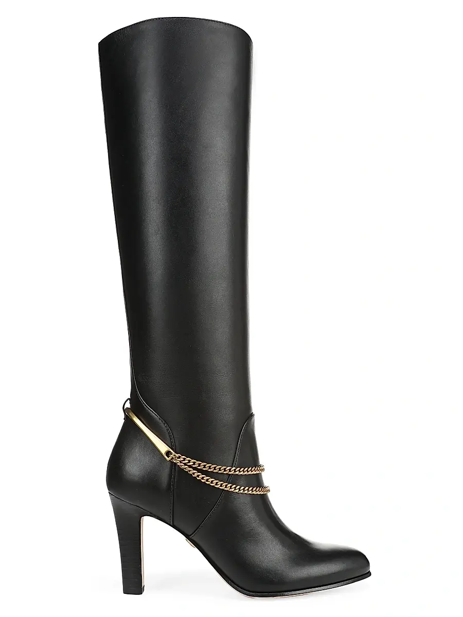 Women's Tarian Leather Chain Pull-On Tall Boots Women's Tarian Leather Chain Pull-On Tall Boots