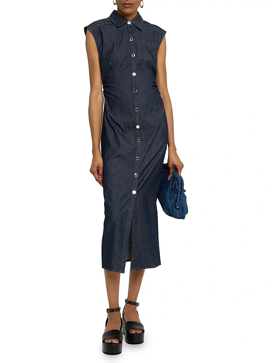 rag & bone Women's Airflex Leah Denim Midi-Dress | Thumbnail 2 rag & bone Women's Airflex Leah Denim Midi-Dress | Thumbnail 2