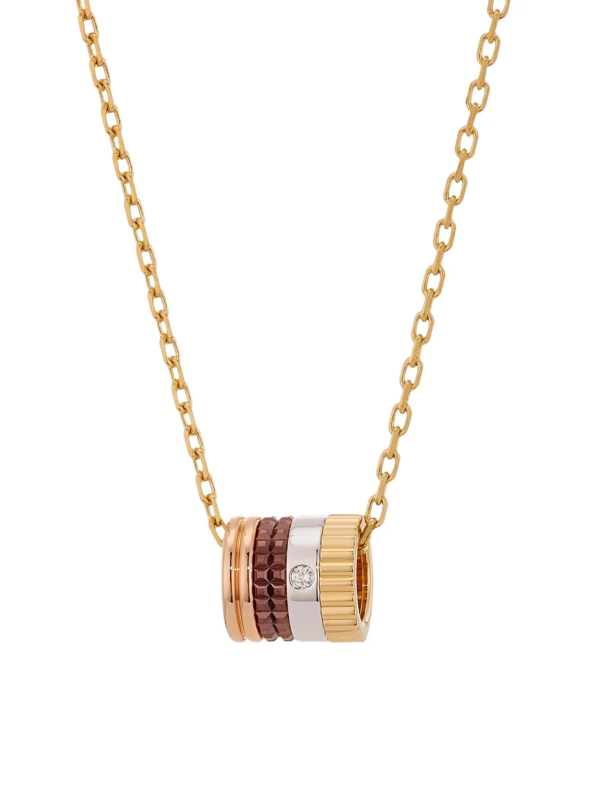 Boucheron Women's Quatre Classique Tri-Tone 18K Gold, PVD & 0.01 TCW Diamond Pendant Necklace
