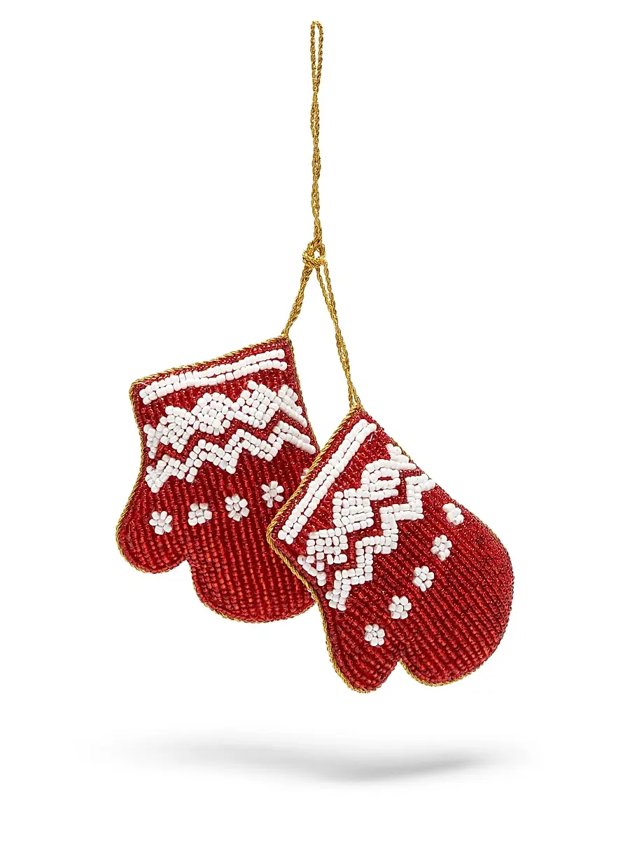 Sudha Pennathur Beaded Mitten Ornament | Image 1 Sudha Pennathur Beaded Mitten Ornament | Image 1