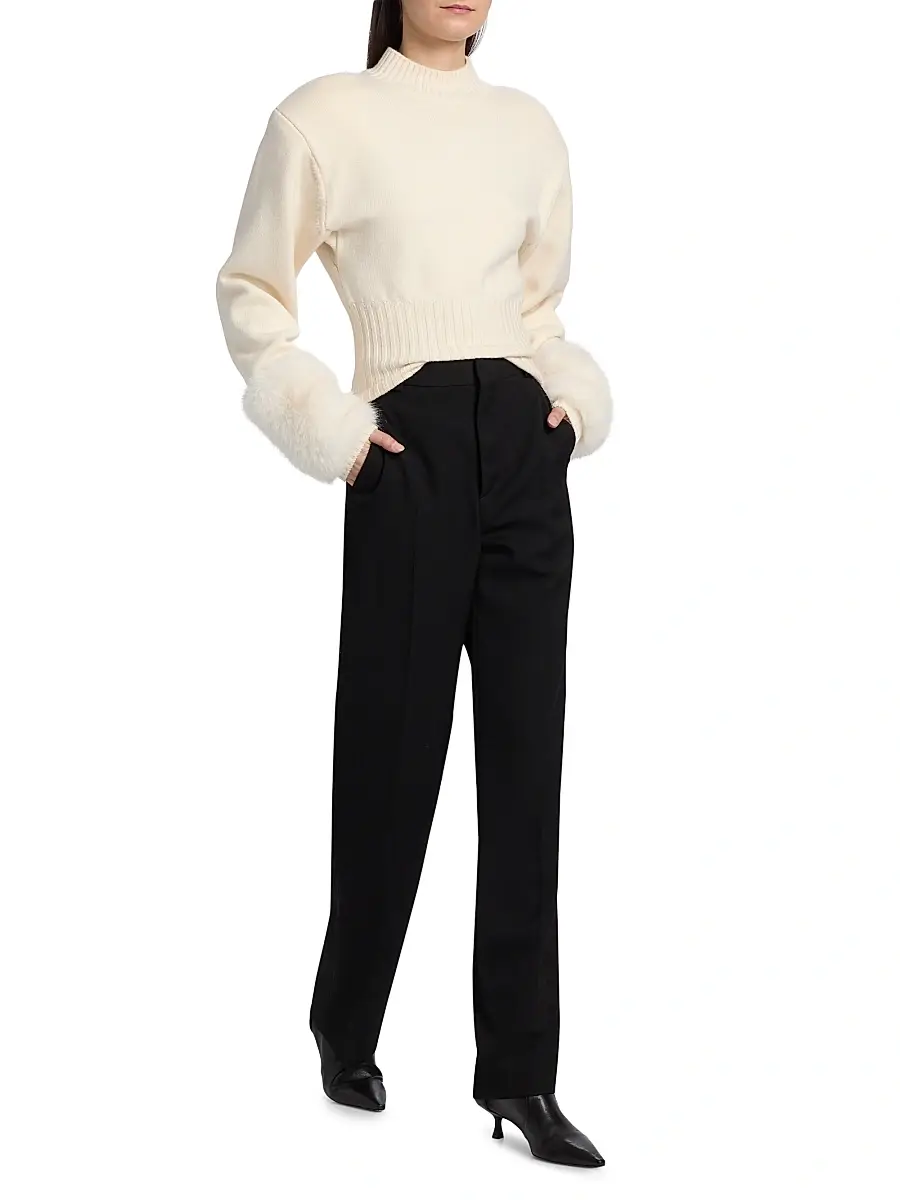 Ronny Kobo Women's Jenner Faux-Fur Cuff Knit Top | Thumbnail 2 Ronny Kobo Women's Jenner Faux-Fur Cuff Knit Top | Thumbnail 2