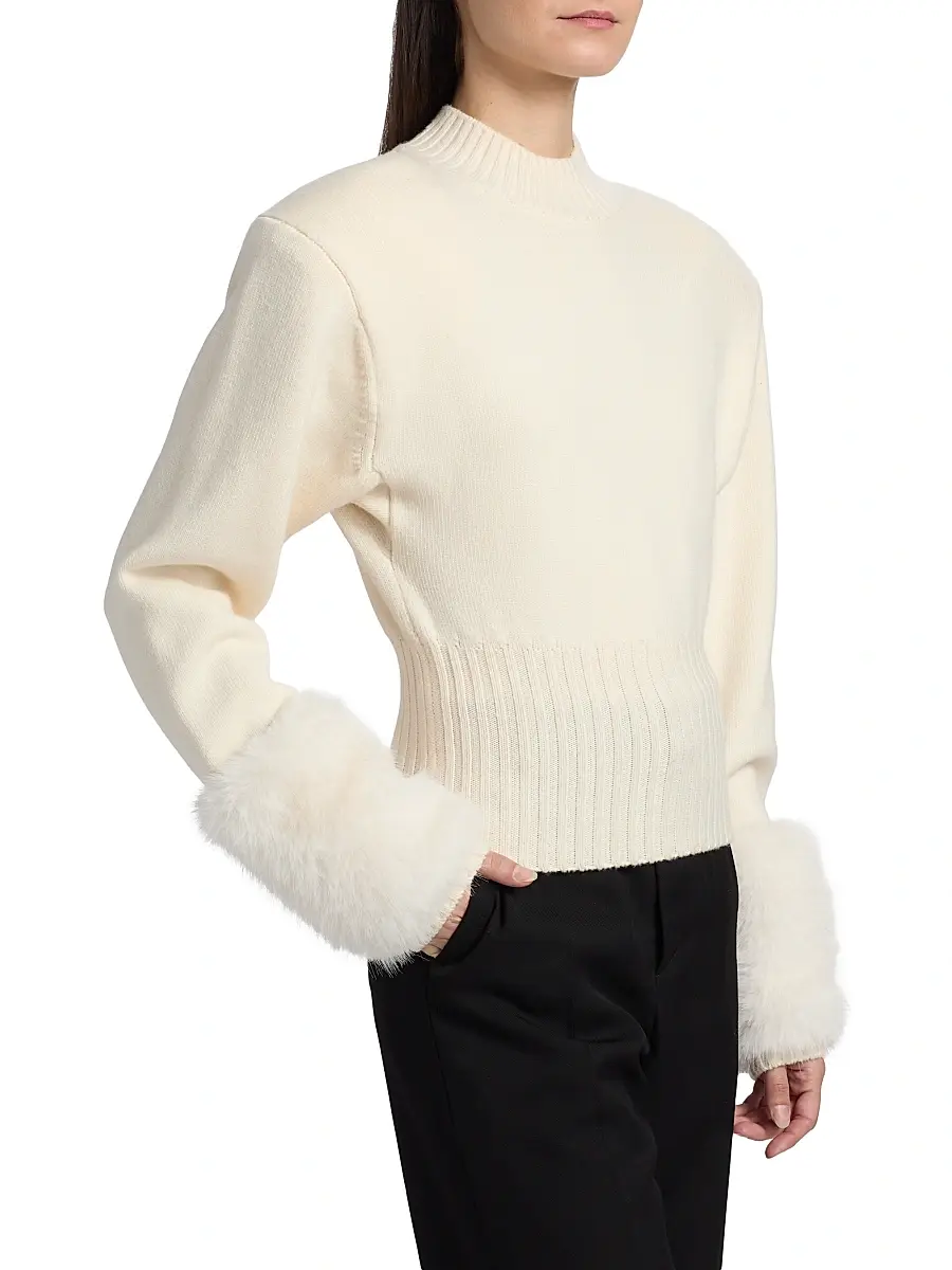 Ronny Kobo Women's Jenner Faux-Fur Cuff Knit Top | Thumbnail 4 Ronny Kobo Women's Jenner Faux-Fur Cuff Knit Top | Thumbnail 4