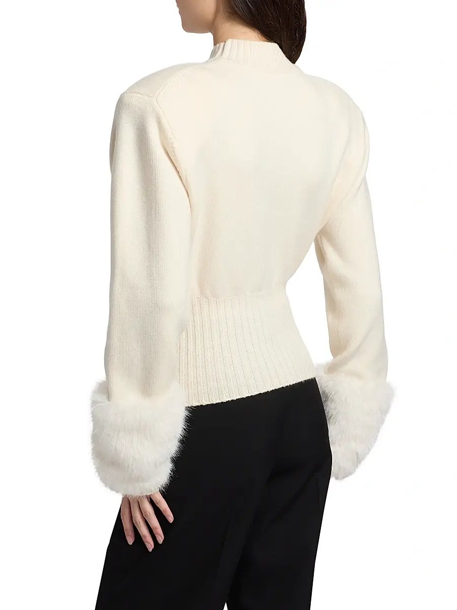 Ronny Kobo Women's Jenner Faux-Fur Cuff Knit Top | Thumbnail 5 Ronny Kobo Women's Jenner Faux-Fur Cuff Knit Top | Thumbnail 5