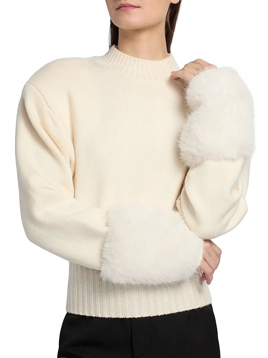 Ronny Kobo Women's Jenner Faux-Fur Cuff Knit Top | Thumbnail 6 Ronny Kobo Women's Jenner Faux-Fur Cuff Knit Top | Thumbnail 6
