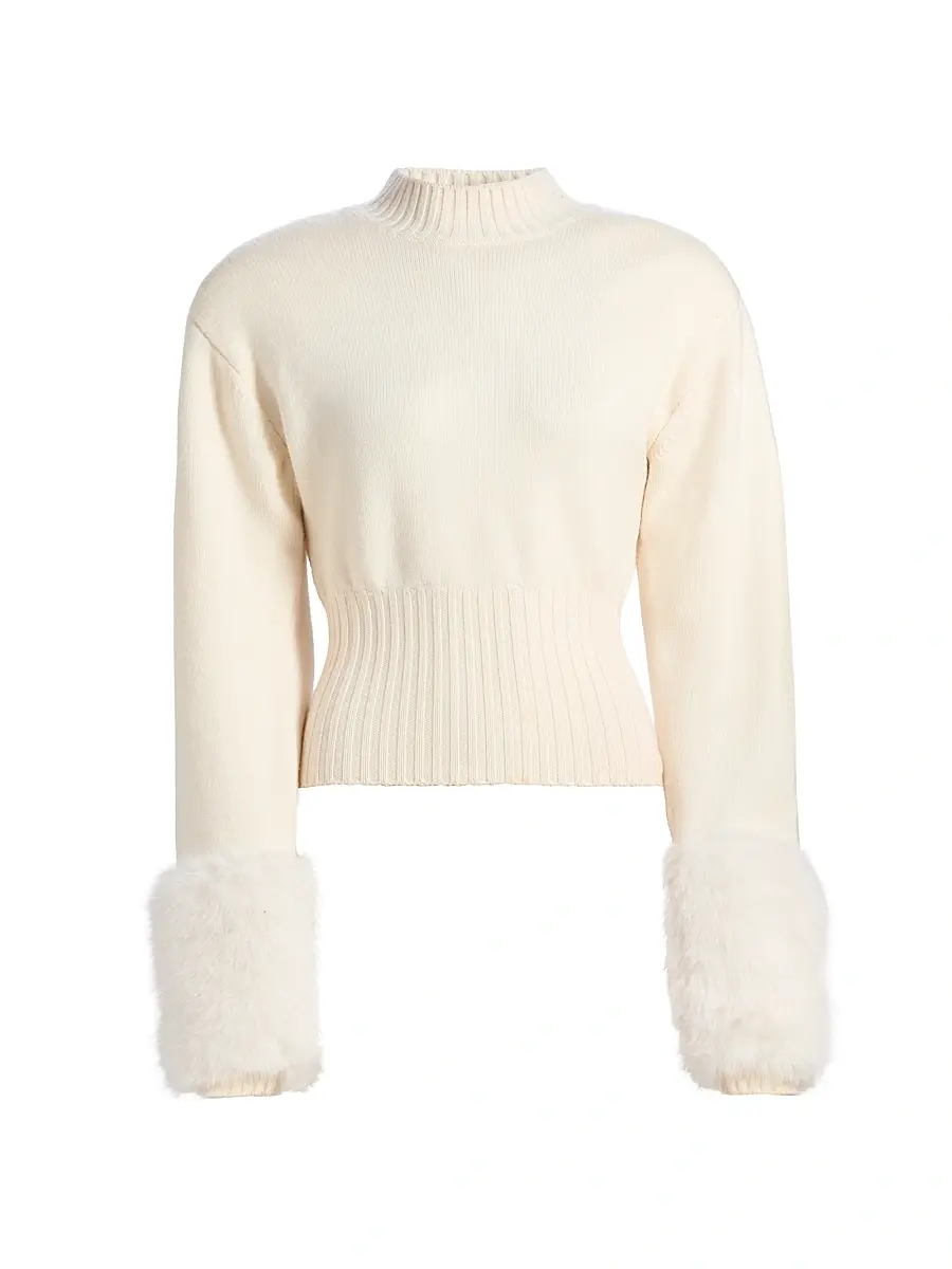 Ronny Kobo Women's Jenner Faux-Fur Cuff Knit Top - | Image 1 Ronny Kobo Women's Jenner Faux-Fur Cuff Knit Top - | Image 1
