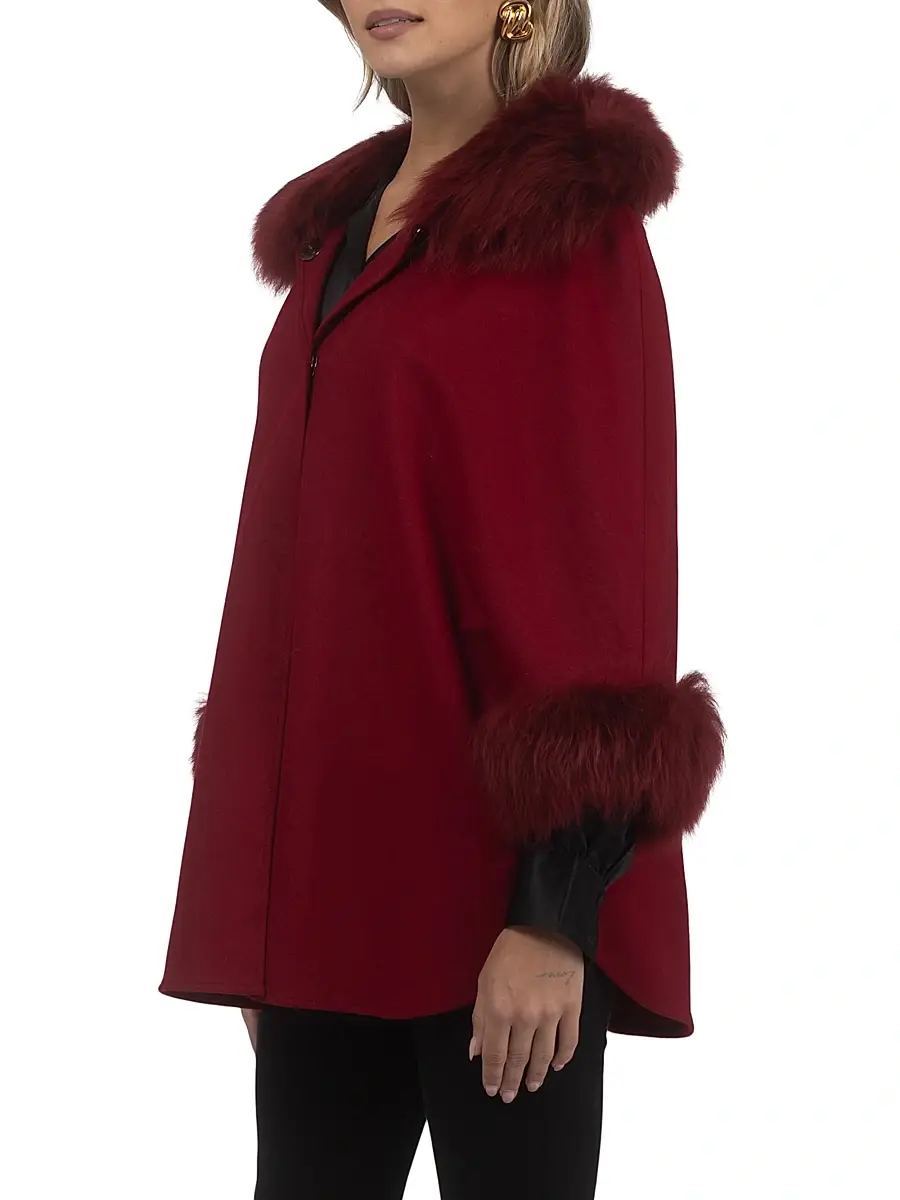 Gorski Women's Select Wool Coats with Select Lamb Collar and Cuffs - Wine | Thumbnail 3 Gorski Women's Select Wool Coats with Select Lamb Collar and Cuffs - Wine | Thumbnail 3