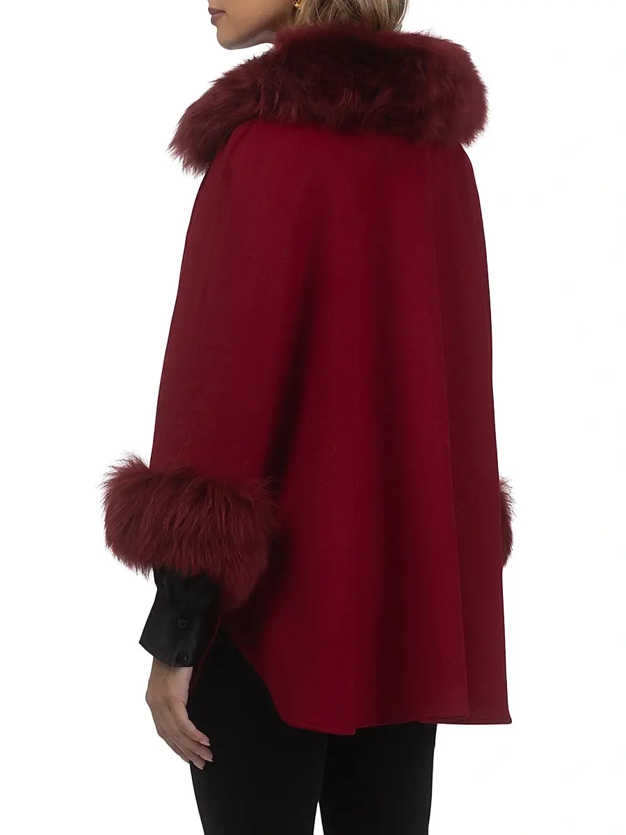 Gorski Women's Select Wool Coats with Select Lamb Collar and Cuffs - Wine | Thumbnail 4 Gorski Women's Select Wool Coats with Select Lamb Collar and Cuffs - Wine | Thumbnail 4