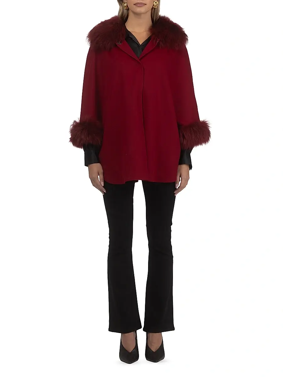 Gorski Women's Select Wool Coats with Select Lamb Collar and Cuffs - Wine | Thumbnail 5 Gorski Women's Select Wool Coats with Select Lamb Collar and Cuffs - Wine | Thumbnail 5