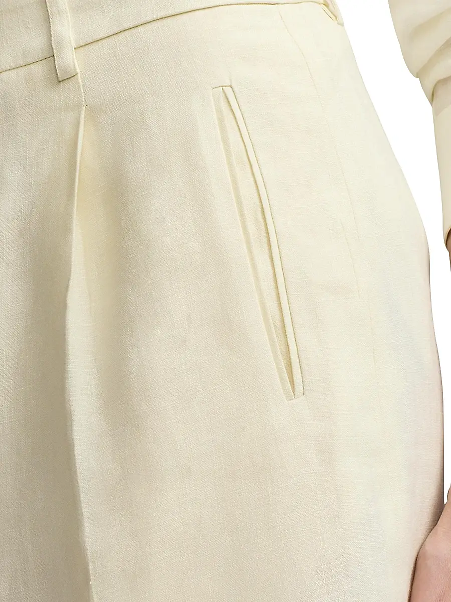 Ralph Lauren Collection Women's Tracy Linen Pleated Shorts - Lux Cream | Thumbnail 5