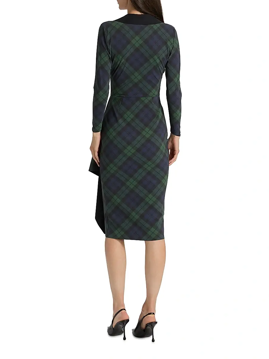 Chiara Boni La Petite Robe Women's Nevena Plaid Draped Surplice Midi-Dress | Thumbnail 5 Chiara Boni La Petite Robe Women's Nevena Plaid Draped Surplice Midi-Dress | Thumbnail 5