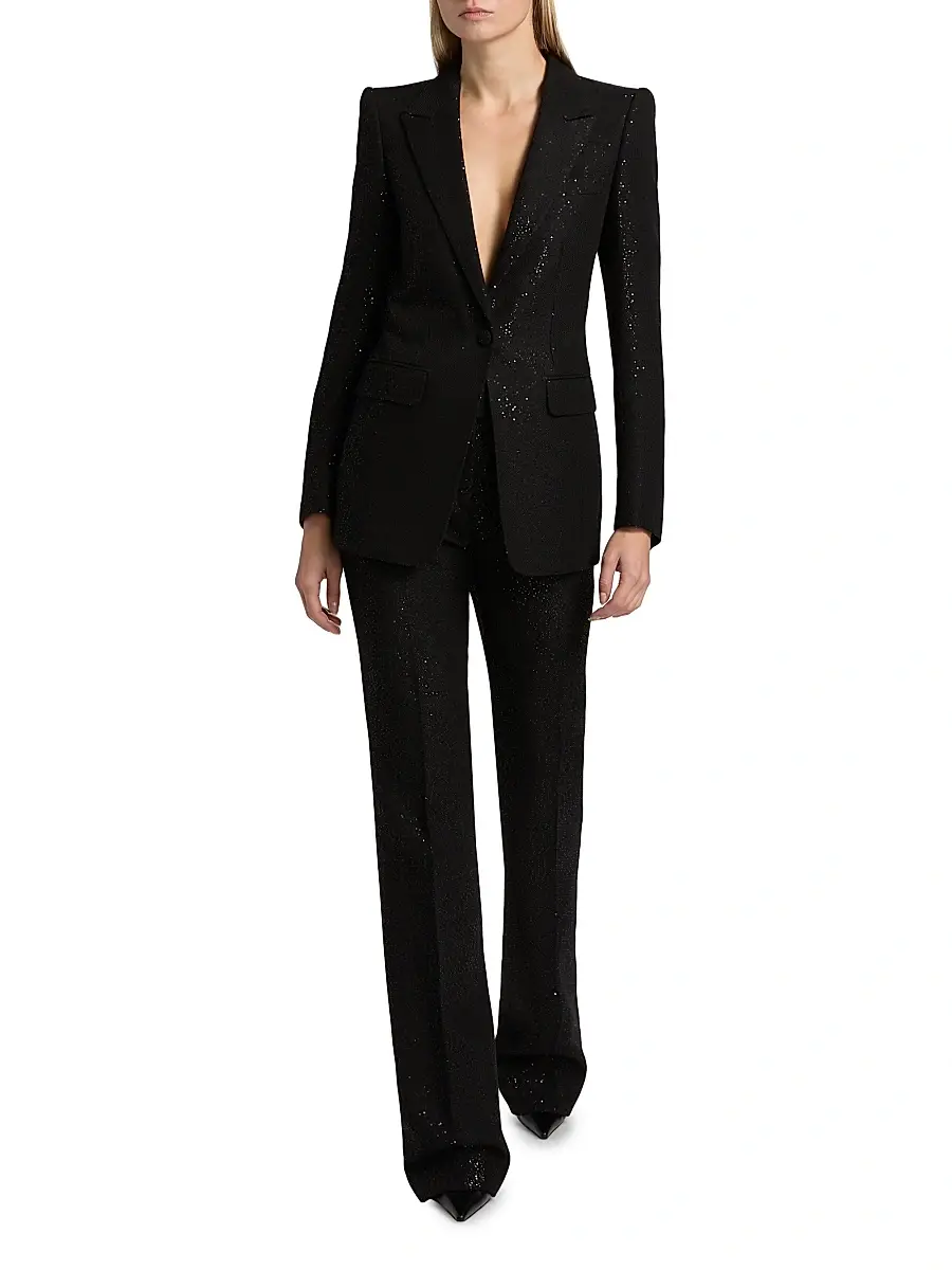 Tom Ford Women's Sequined Wool-Blend Crepe Single-Breasted Jacket | Thumbnail 2 Tom Ford Women's Sequined Wool-Blend Crepe Single-Breasted Jacket | Thumbnail 2
