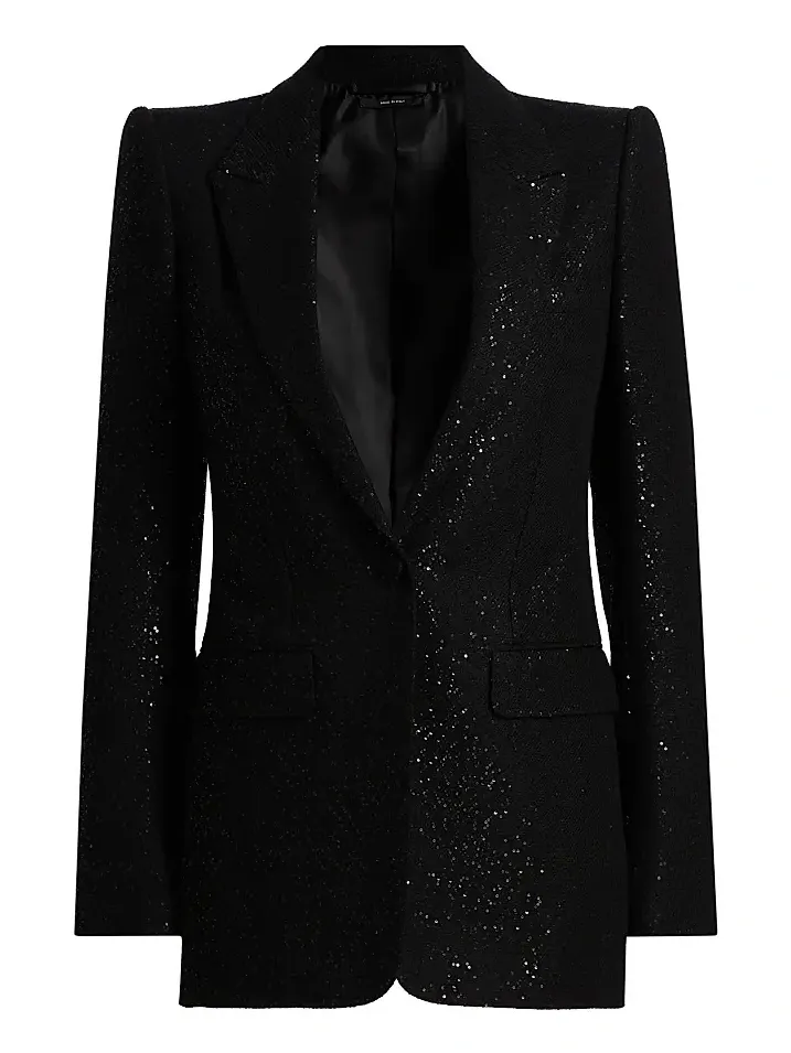 Women's Sequined Wool-Blend Crepe Single-Breasted Jacket