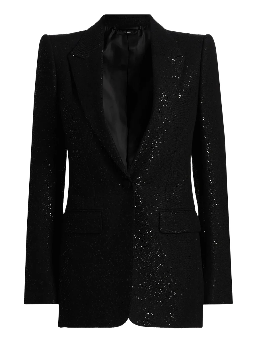 Women's Sequined Wool-Blend Crepe Single-Breasted Jacket