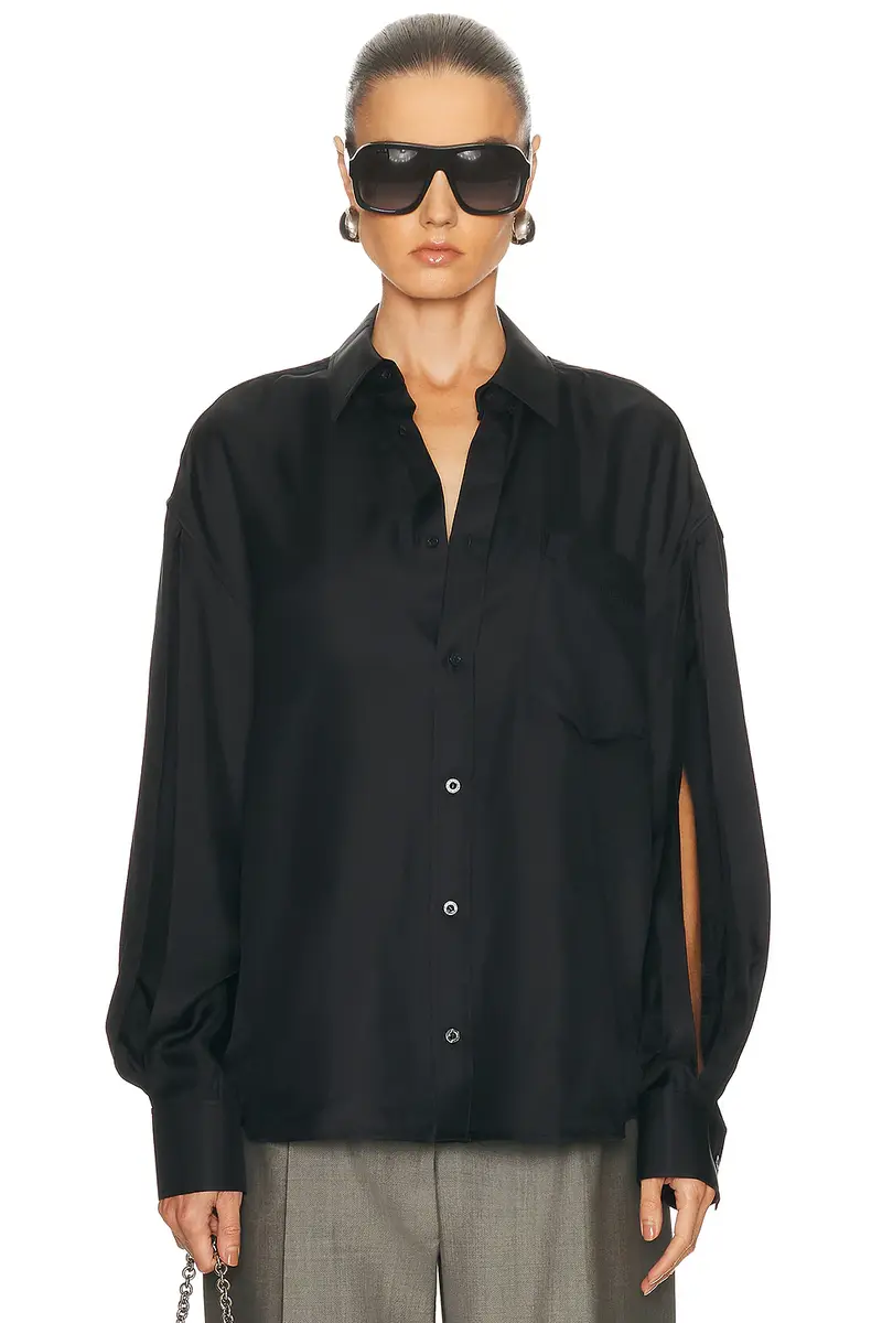 Alexander Wang Slashed Sleeve Button Up Shirt | Image 1 Alexander Wang Slashed Sleeve Button Up Shirt | Image 1
