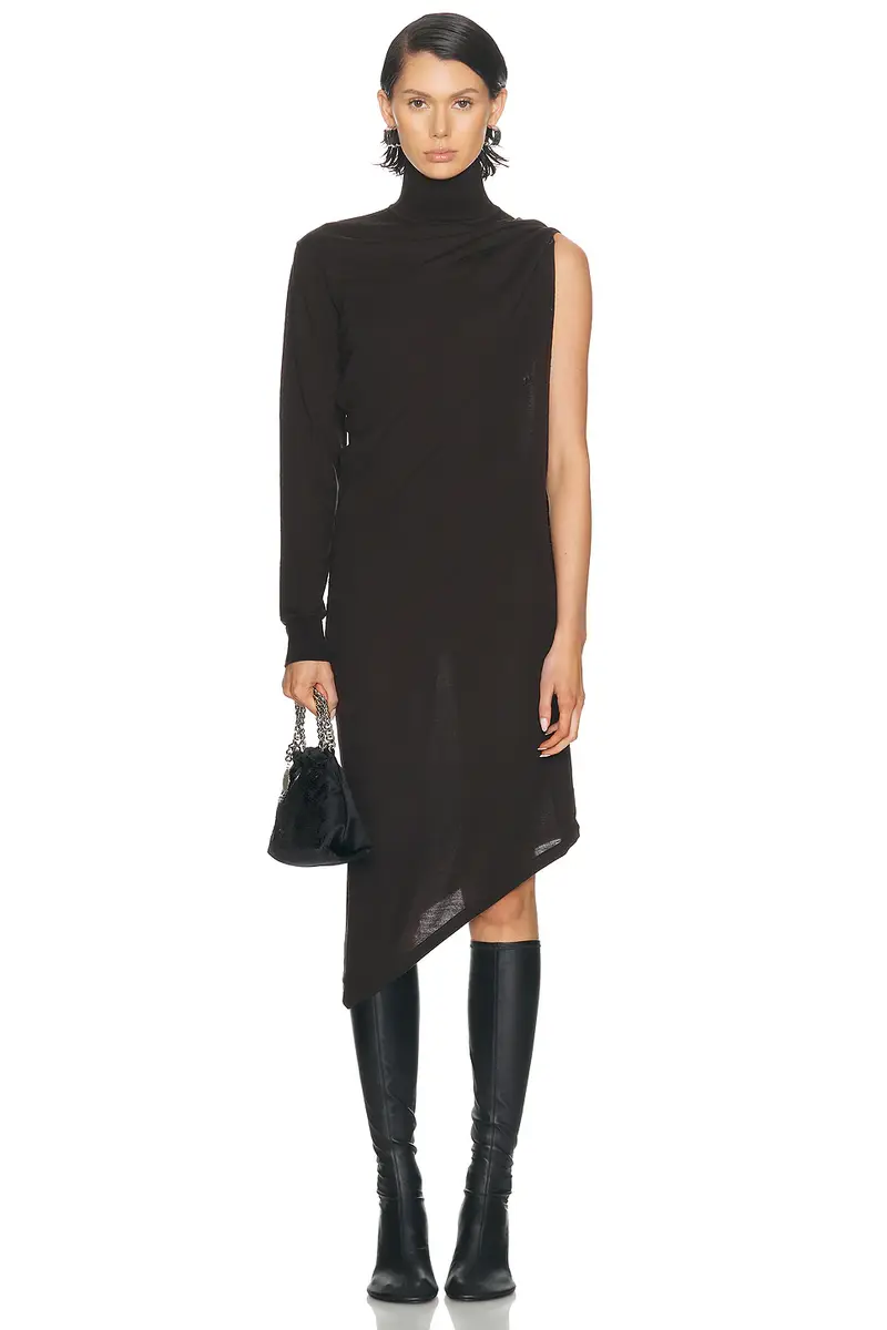 Courrèges One Shoulder Wool Long Dress | Thumbnail 4