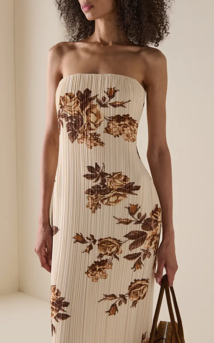 Magda Butrym Strapless Floral Plissé Midi Dress | Thumbnail 2 Magda Butrym Strapless Floral Plissé Midi Dress | Thumbnail 2