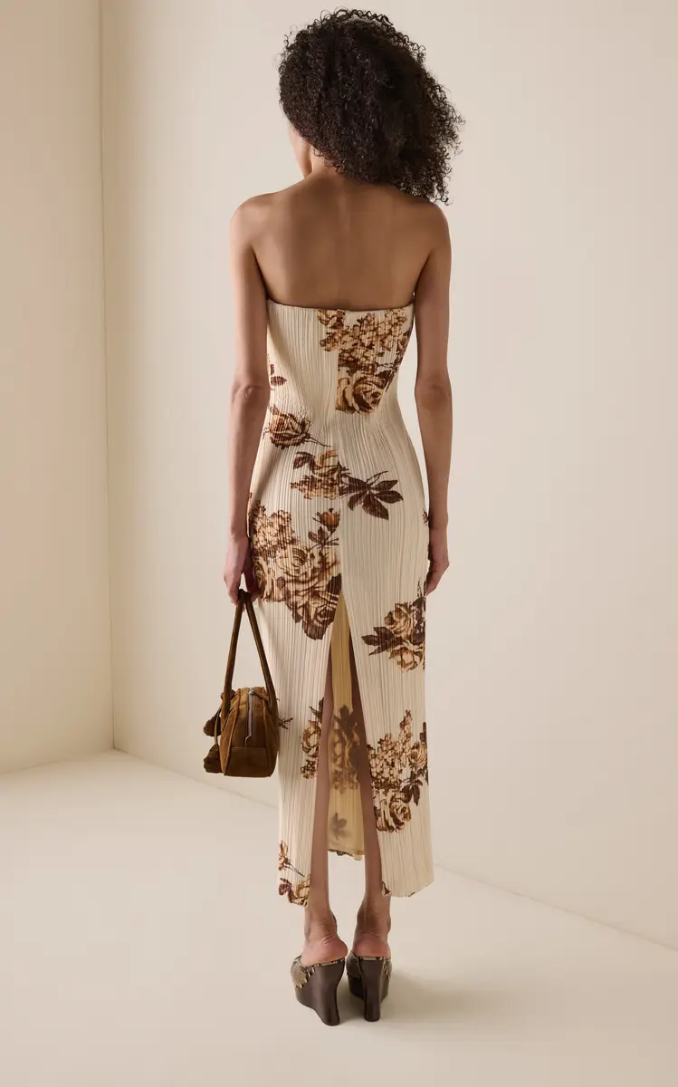 Magda Butrym Strapless Floral Plissé Midi Dress | Thumbnail 3 Magda Butrym Strapless Floral Plissé Midi Dress | Thumbnail 3
