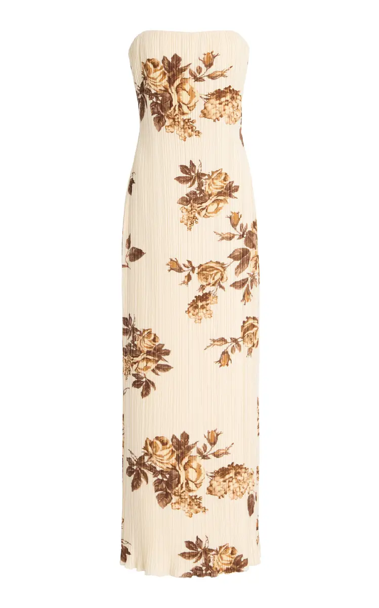 Magda Butrym Strapless Floral Plissé Midi Dress | Thumbnail 7 Magda Butrym Strapless Floral Plissé Midi Dress | Thumbnail 7