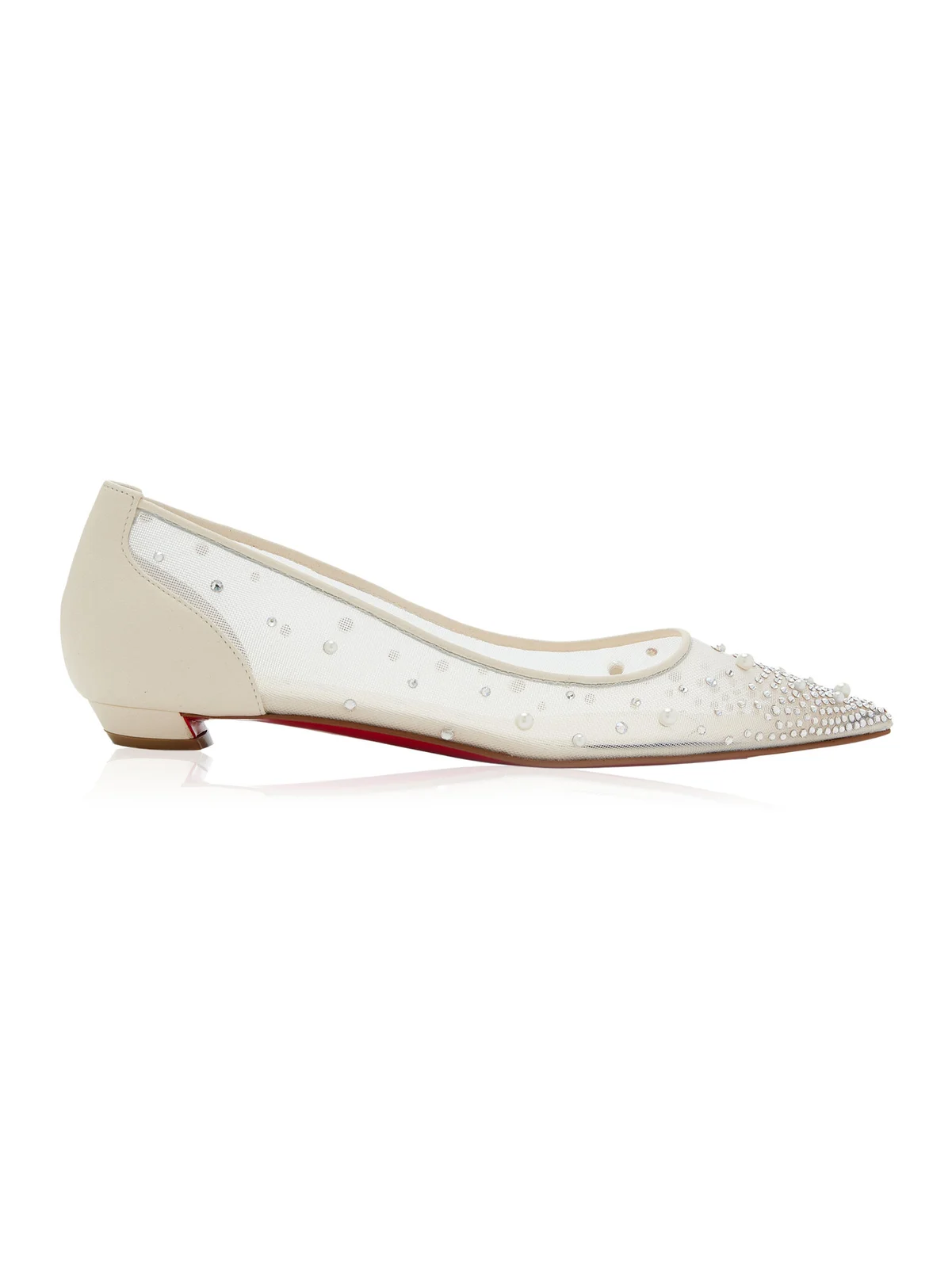 Christian Louboutin Miss Z Embellished Mesh Flat Pumps