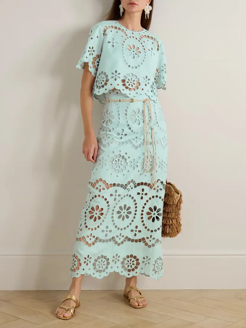 Zimmermann Awaken Belted Broderie Anglaise Linen Midi Skirt | Thumbnail 2 Zimmermann Awaken Belted Broderie Anglaise Linen Midi Skirt | Thumbnail 2