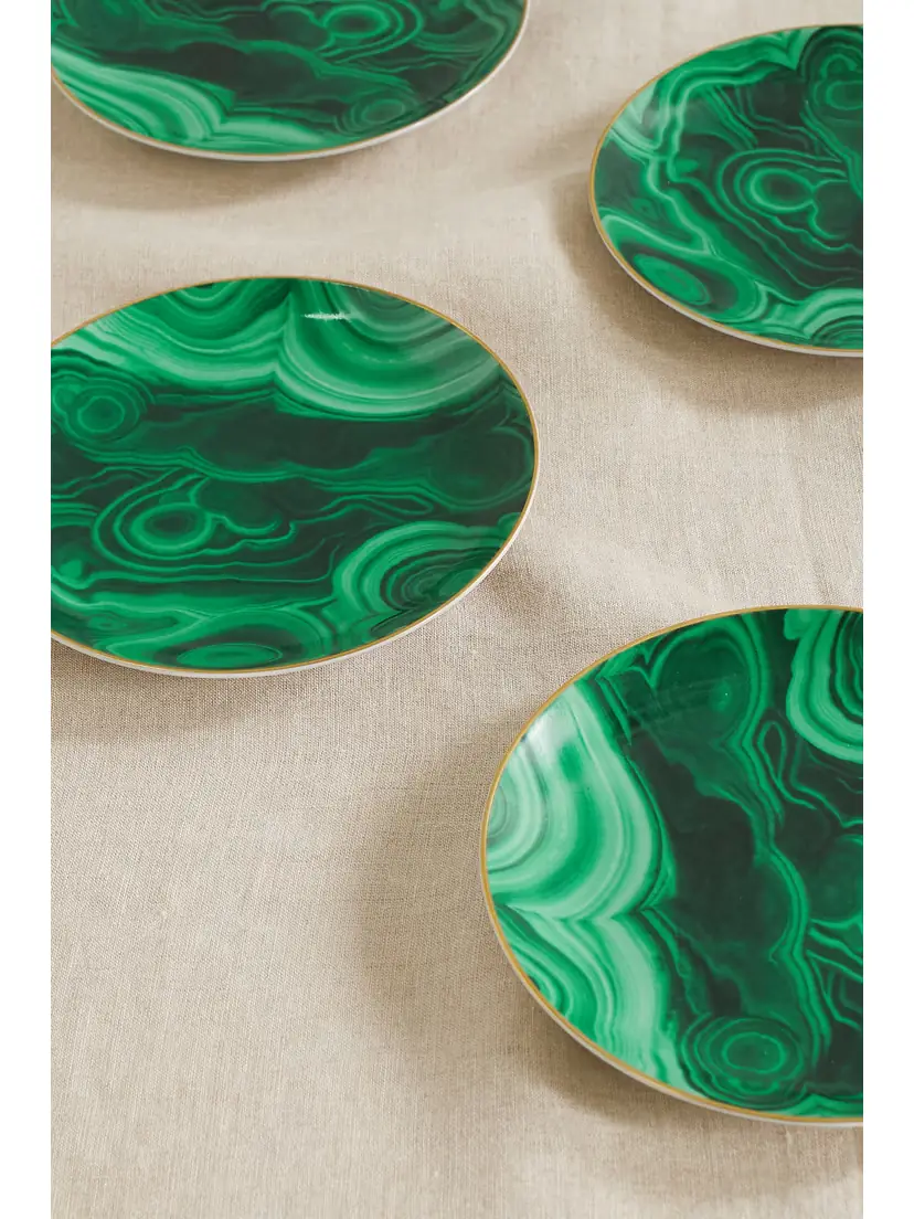 L'Objet Malachite Set Of Four Porcelain Canapé Plates | Thumbnail 3 L'Objet Malachite Set Of Four Porcelain Canapé Plates | Thumbnail 3