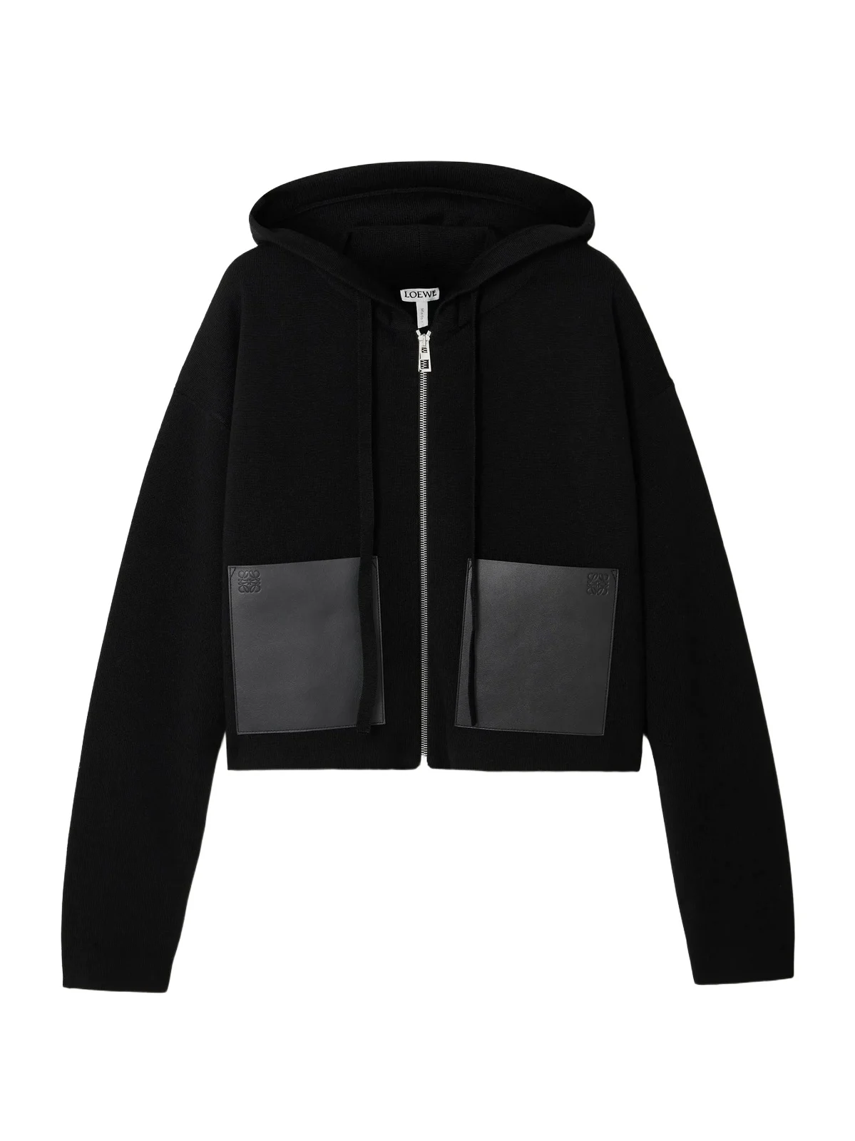 Leather-trimmed Wool-blend Hoodie Leather-trimmed Wool-blend Hoodie