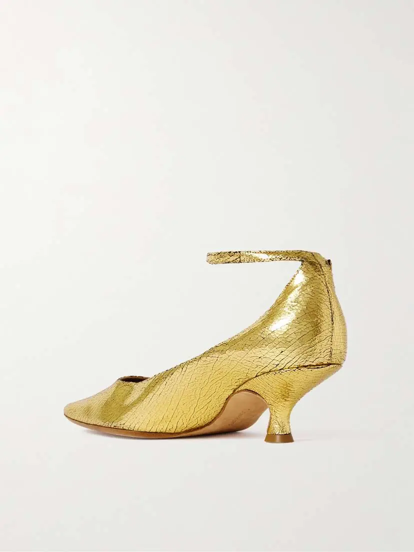 Calvin Klein Collection Anna Metallic Cracked-leather Pumps | Thumbnail 3